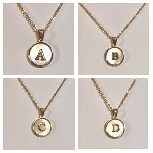SHELL INITIAL PENDANT NECKLACE stainless steel gold plated A B C or D